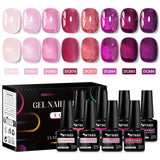 8pcs Nude Jelly Gel Nail Polish Set With Box Translucent Color Semi Permanent Soak Off UV LED Gel