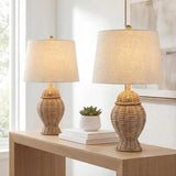 Set of 2 Bohemian Rustic Iron LED Table Lamp, Nightstand Lamp for Bedroom