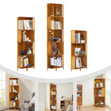 Corner Bamboo Bookcase,3/4/5 Tiers Brown A-Shaped Freestanding Display Bookshelf