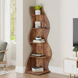 Tribesigns Corner Shelf, Modern 5-Tier Wall Corner Bookshelf, Stylish