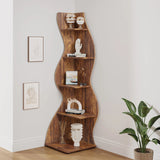 Tribesigns Corner Shelf, Rustic 5-Tier Wall Corner Bookshelf, Stylish Corner Small Bookcase Storage Rack