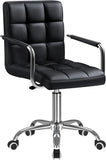 Furmax Mid-Back Office Task Chair Ribbed PU Leather Executive Chair Modern Adjustable