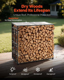 Firewood Storage Rack with Sloped Roof 4 Ft Outdoor Log Holder 1/4 Cord Capacity