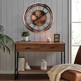 21 Inch Moving Gear Wall Clock for Modern Farmhouse Living Room Decor