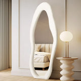 Decorative Full Length Floor Mirror 63x24, With Stand Ivory Flannel Frame