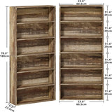 IRONCK Bookshelves and Bookcases Set of 2 Floor Standing 6 Tiers Display Storage Shelves