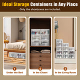 24pcs/set Transparent Plastic Shoe Case, Organizer Drawer Shoe Rack White
