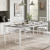 Rectangular Dining Table for 6, Farmhouse Kitchen Table, 2 m Long Wooden Dining Room Table