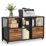 Tribesigns 2 Drawer Wood File Cabinets, Mobile Lateral Filing Cabinet for Letter A4 Size, Printer Stand with Shelves and Drawer