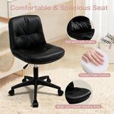 PU Leather Swivel Office Desk Chair with Back Height Adjustable Armless
