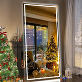 LED Lighted Floor Standing Mirror, Full Length Mirror with Lights for Bathroom
