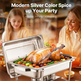 SucceBuy 8QT Rectangle Chafing Dish 2/4/6 Packs w/ Full Size Pans Buffet Catering Warmer