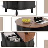Round Coffee Table Wooden Flip-Top Coffee Table w/ Storage for Bedroom