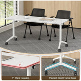 Foldable Mobile Conference Table with Wheels, Flip Top Design