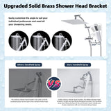 All Metal 10'' Rainfall Shower Head, Square Shower Head Combo, High Pressure Handheld