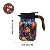 1000ml Vintage Floral Tea Kettle Stainless Steel Insulated Tea Pot Built-in Infuser