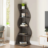 Tribesigns Corner Shelf, Modern 5-Tier Wall Corner Bookshelf, Stylish