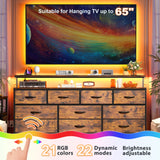 EnHomee 55" Wide Smart Dresser with LED Lights & Power Outlets