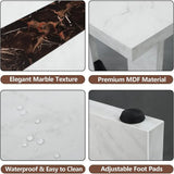 71 Large Marble-Color Rectangular Dining Table for 6-8, Elegant White Marble Top for Home