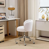 Compact Swivel Desk Chair with Wheels, Ergonomic Low-Back Support for Vanity