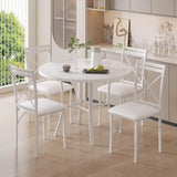 36" Round Dining Table or 4, aux Marble Dinette with Metal e or Kitchen, Aparent