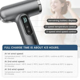 Cordless Rechargeable Hair Dryer for Travel, Camping, RV 15000mAh Battery, USB Portable, 3 Adjustable