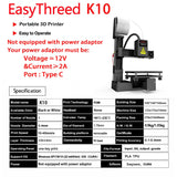 EasyThreed Entry Level Mini 3D Printer Portable Desktop 3D Printer with 100x100x100mm Build Plate Low Noise Fast Assembly for Kids Beginners Home