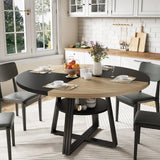 [ TABLE ONLY ] Round Dining Table for 4-6, 42" Farmhouse Kitchen Table with Storage