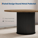47" Round Dining Table for 4-6 People, Dining Room Table with Sturdy Waveform Metal