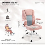 Pink Home Office Chair Mesh Teddy Fleece Swivel Desk Chair with Wheels