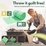 1.6 Gal Small Compost Bags for Kitchen Countertop Bin - 50 Count Cornstarch Leakproof