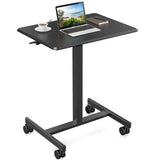 JHK Mobile Small Standing Desk Portable Computer Desk Laptop Height Adjustable Table Sitting Workstation Lockable Wheels