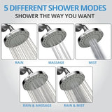 Shower Head High Pressure 4.5 Inch, 5 Spray Modes, 72 Anti-Clog Nozzles, Easy 1-Min Installation