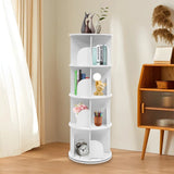 4 Tier Rotating Bookshelf 360° Spinning Display Rack with Wheels