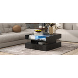 Lift-Top Coffee Table with 2 Drawers And Glass Top for Living Room