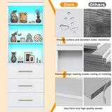 71" H Bookshelf with Drawers, Bookshelf and Bookcase with 3-Tier Open Shelves