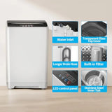 Portable washing machine for home, apartment, RV use; white plastic unit with 18lbs capacity