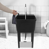 Freestanding Laundry Tub Utility Wash Sink w/ Faucet & Soap Dispenser