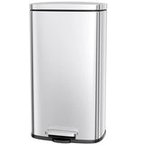 Trash Can, Stainless Steel Kitchen Garbage Can, Step Waste Bin with Hinged Lid