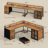 L Shaped Gaming Desk with 4 Drawers, Computer Desk with Display Cabinet