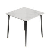 Square Restaurant Marble Dining Table Compact Dishes Serve Table with Metal Legs Kitchen Furniture for 4-6 Seats