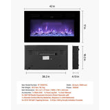 42 inch Electric Fireplace, Wall Mounted Recessed Fire Place with Remote