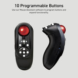 Ergonomic Bluetooth Thumb Mouse with 10 Buttons for TV, Presentation