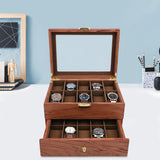 20 Slots Watch Storage Box, 2-Tiers Wooden Watch Case for Men and Women