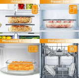 Glass Loaf Pans for Baking Bread with Lids 2 Set - 1.9 Qt, Oven & Dishwasher Safe