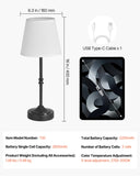 SucceBuy Cordless Table Lamp 5200mAh Built-in Rechargeable Battery Desk Lamp 3-Level Brightness Fabric Shade Color Temperature