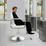 360° Rotatable Barber Chair Adjustable Hair Salon Chair White Stylist Chair for Hair Salon