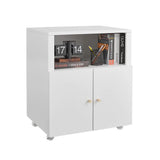 Printer Stand with Storage, Copier Printer Cabinet with 2 Doors Mobile Metal File Cabinet with Open Storage Shelf for Letter/Leg