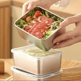 6-Piece Stainless Steel Food Storage Containers Set With Lids - Leakproof