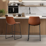 JHK 2 Pack Pu Leather Counter Height High Chair For Home and Office Comfortable Sponge Cushion Outdoor and